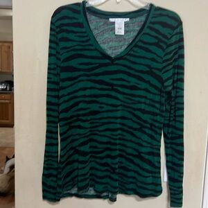 Green Zebra Print Long Sleeve top